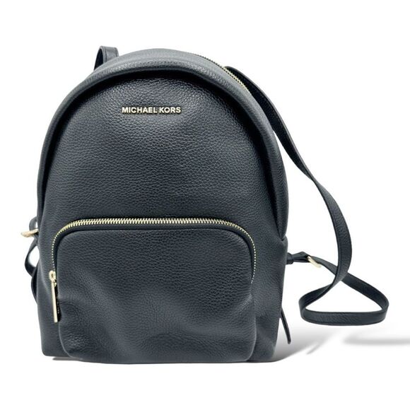 Michael Kors Erin Medium Leather Backpack Black Pebbled Leather - Picture 1 of 13
